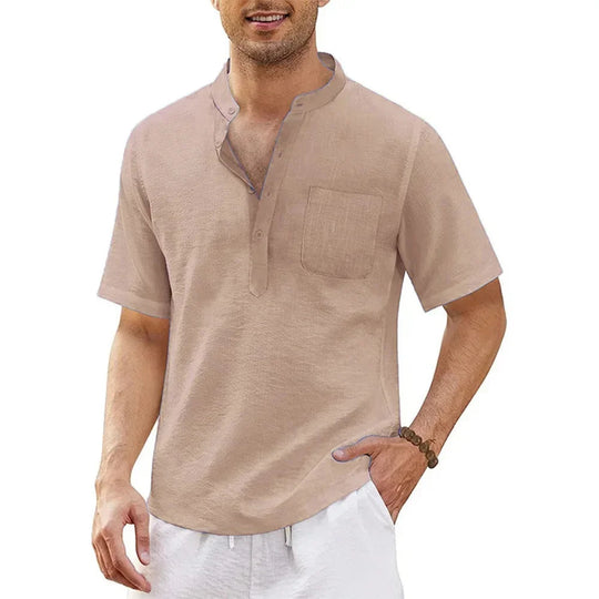 Men's Henley Short Sleeve Shirt with Pocket