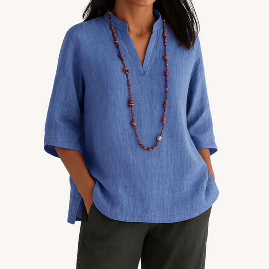 Women's V-Neck 3 4 Sleeve Casual Top