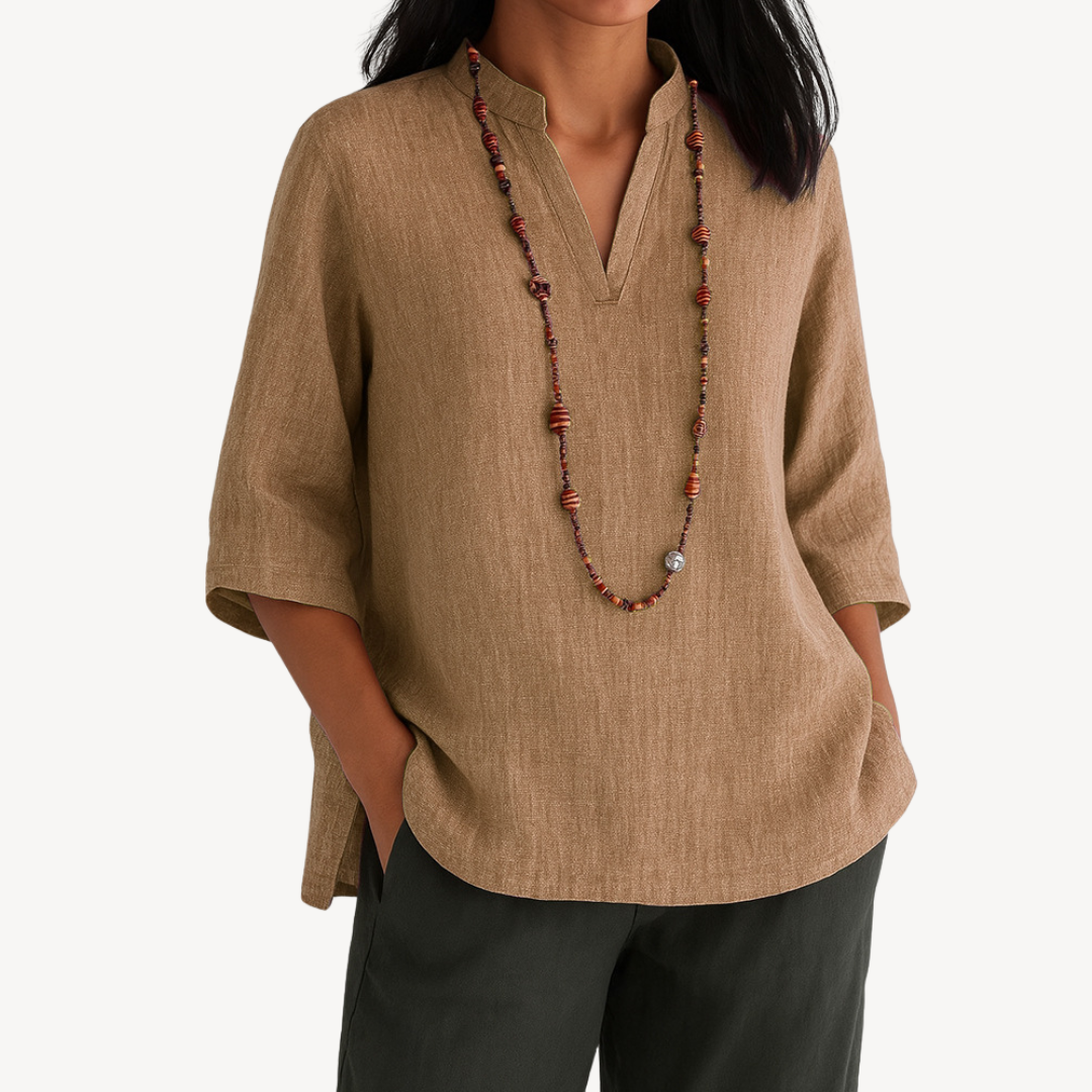 Women's V-Neck 3 4 Sleeve Casual Top