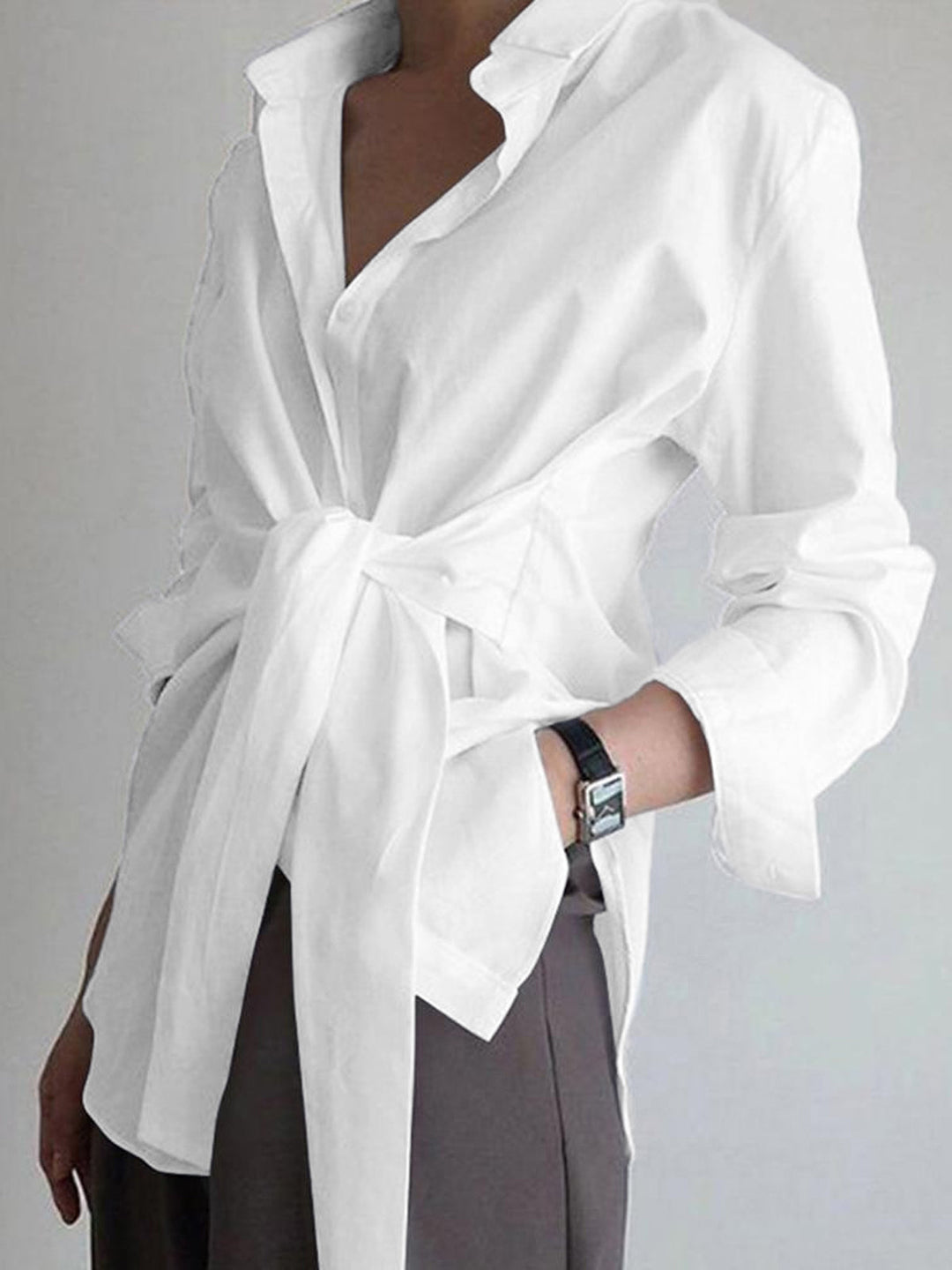 Chloe | Tie-Waist Button-Down Shirt