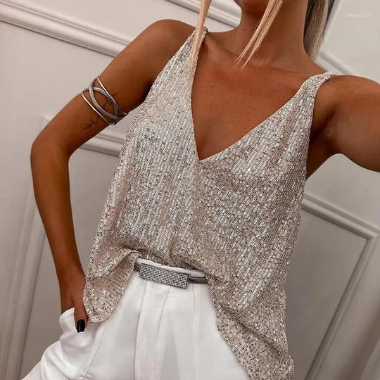 Women's Sleeveless Sequin Top