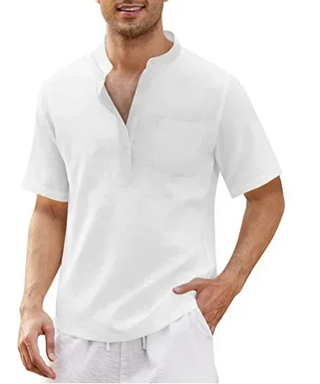 Men's Henley Short Sleeve Shirt with Pocket