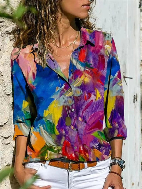 Audrey | Button-Down Geometric Print Shirt