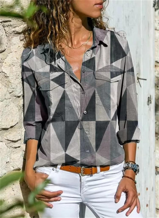 Audrey | Button-Down Geometric Print Shirt