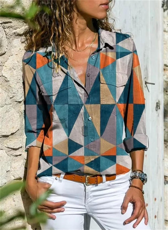 Audrey | Button-Down Geometric Print Shirt