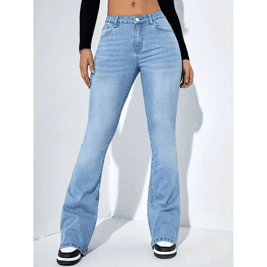 Women's High Waisted Slim Flared Jeans