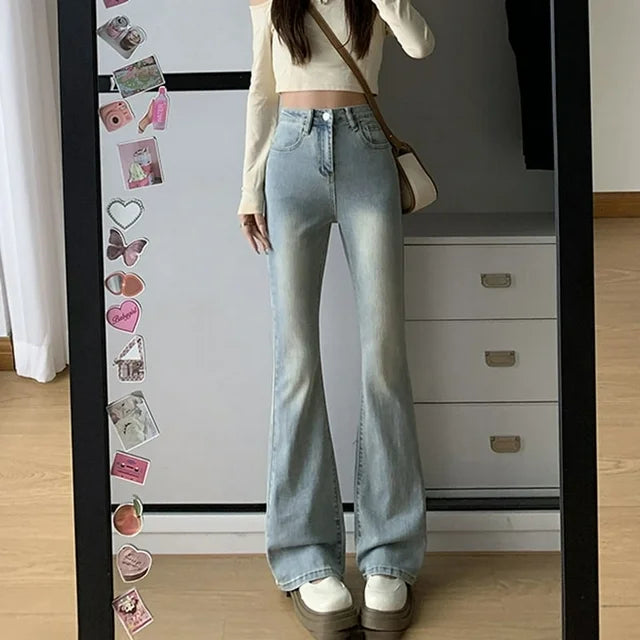 Women's High Waisted Slim Flared Jeans