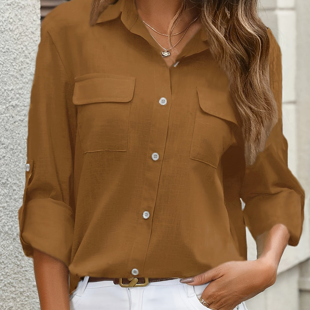 Women's Button Down Pocket Blouse