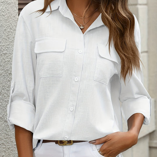 Women's Button Down Pocket Blouse