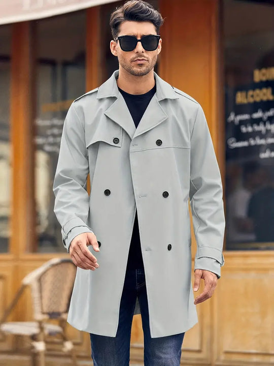 Men’s Double-Breasted Long Winter Coat