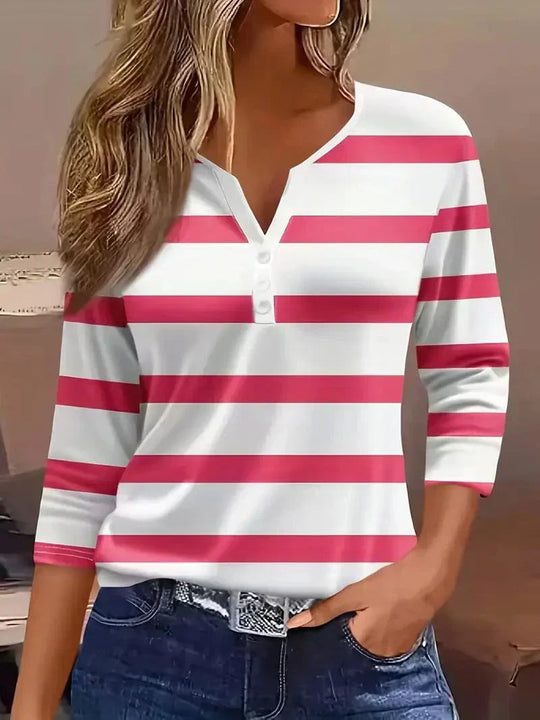 Pamela | V-Neck Striped Top