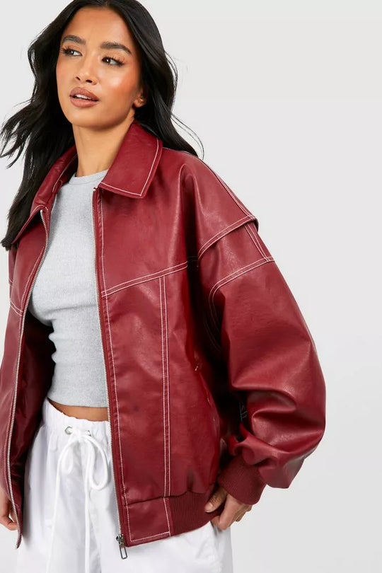 Women's Oversized Collar Bomber Jacket