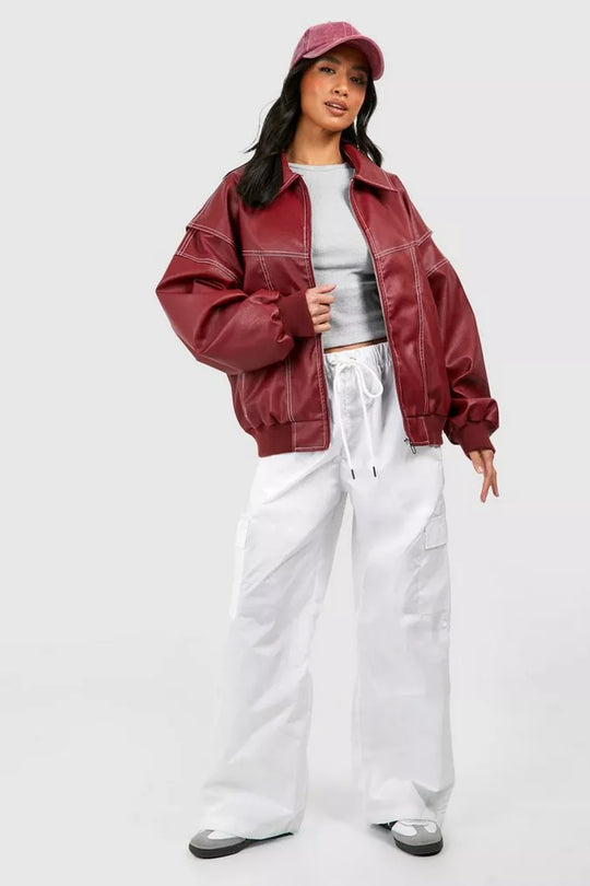 Women's Oversized Collar Bomber Jacket