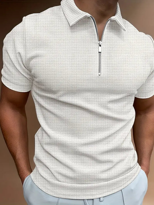 Men's Casual Zip Up Polo Shirt