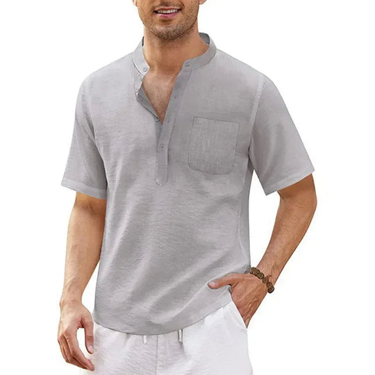 Men's Henley Short Sleeve Shirt with Pocket
