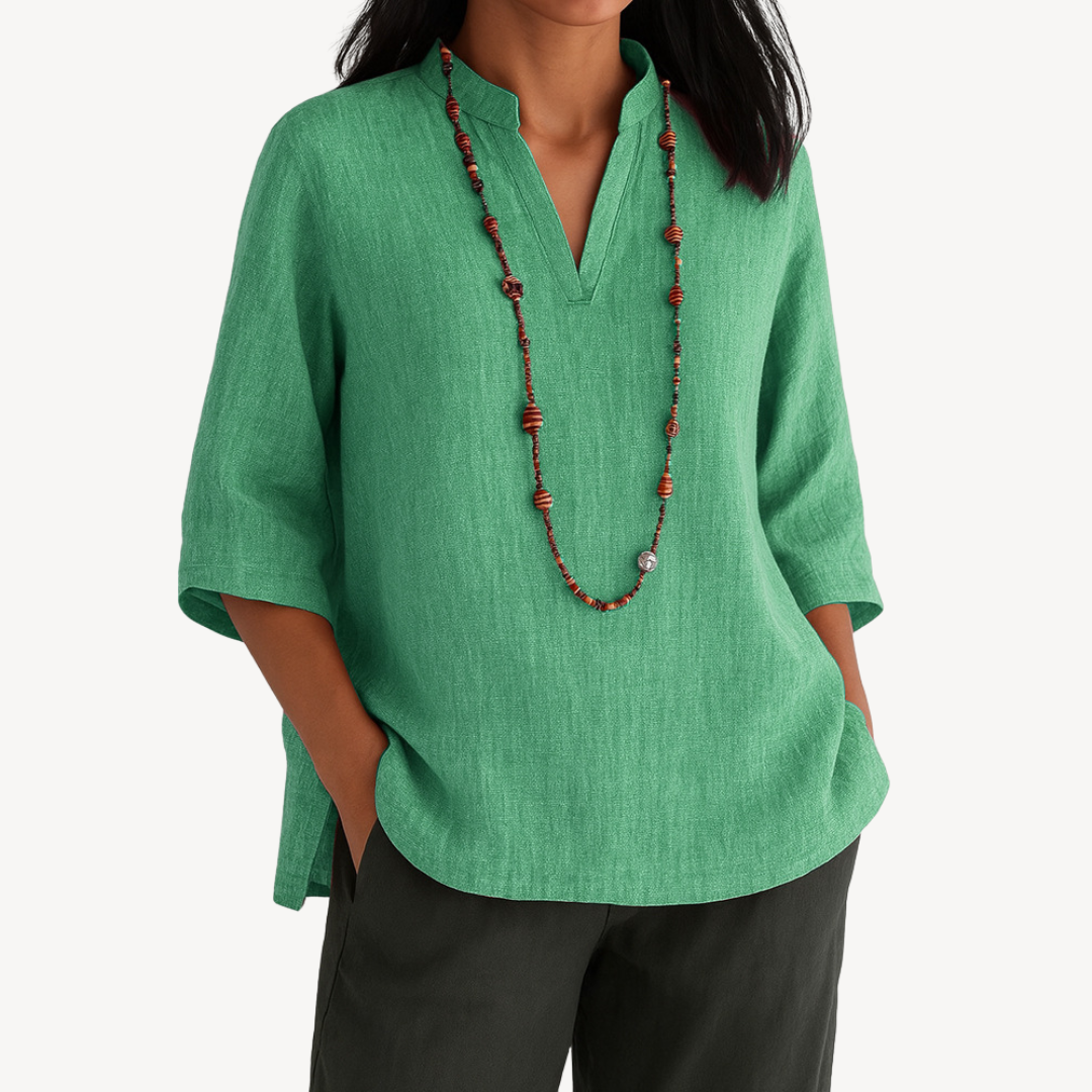 Women's V-Neck 3 4 Sleeve Casual Top