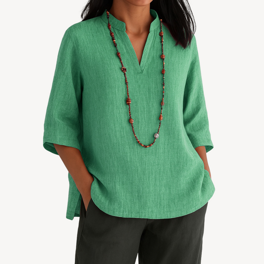 Women's V-Neck 3 4 Sleeve Casual Top