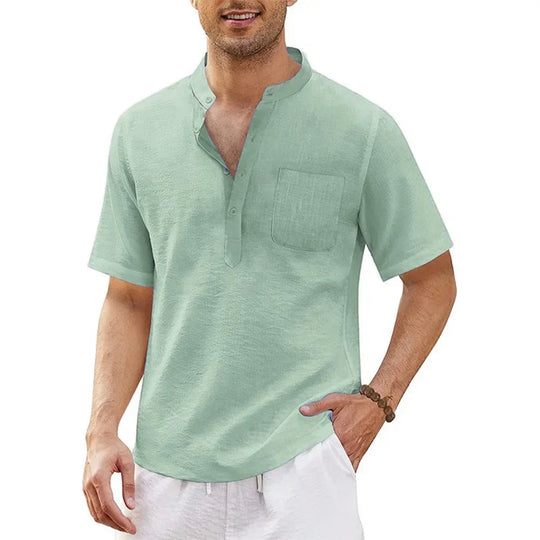Men's Henley Short Sleeve Shirt with Pocket