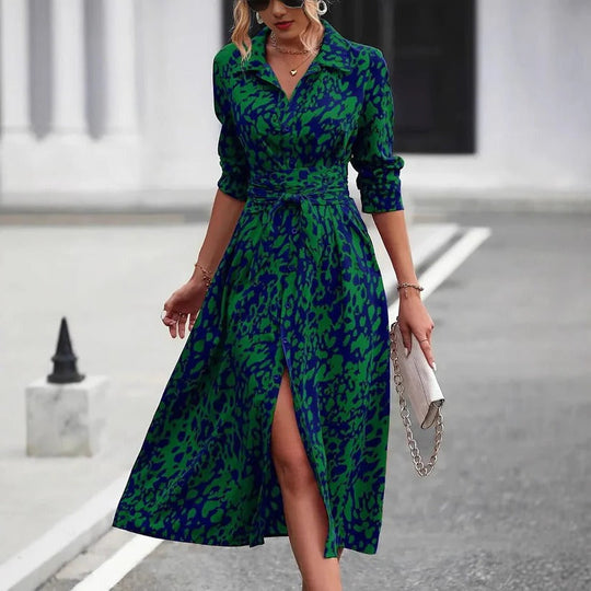 Violet | Belted Button-Down Midi Shirt Dress
