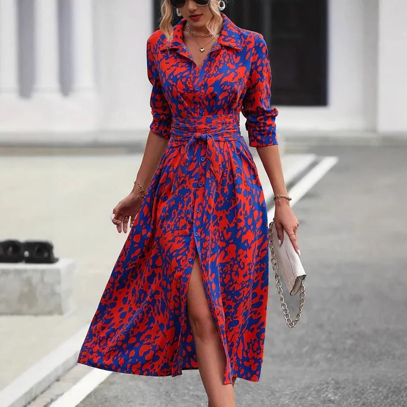 Violet | Belted Button-Down Midi Shirt Dress
