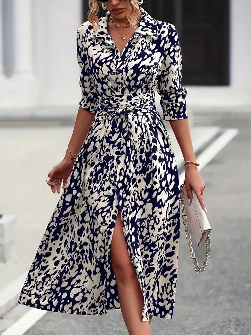 Violet | Belted Button-Down Midi Shirt Dress