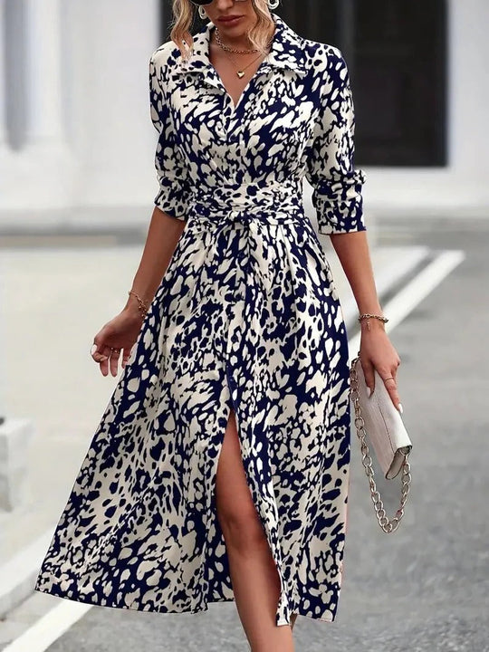 Violet | Belted Button-Down Midi Shirt Dress