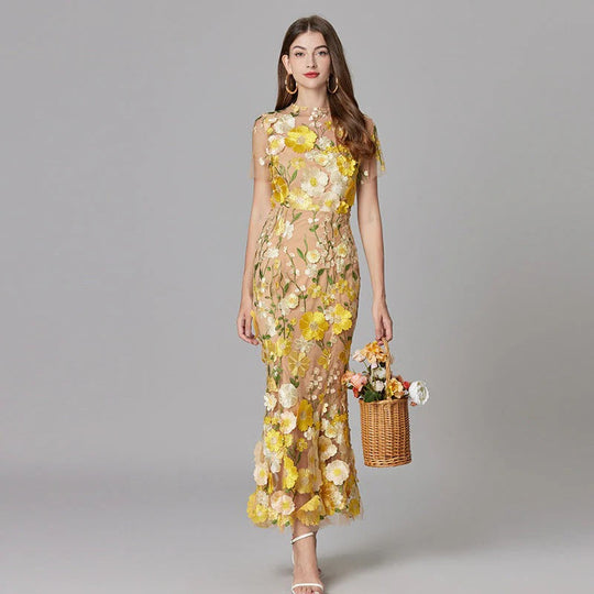 Aurora | Applique Sleeveless Floral Maxi Dress