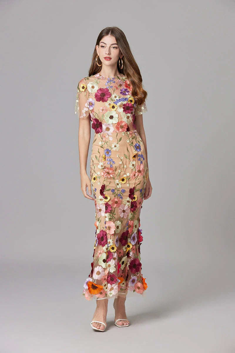 Aurora | Applique Sleeveless Floral Maxi Dress