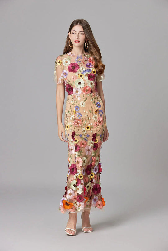 Aurora | Applique Sleeveless Floral Maxi Dress