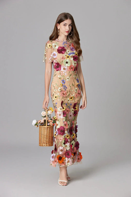 Aurora | Applique Sleeveless Floral Maxi Dress
