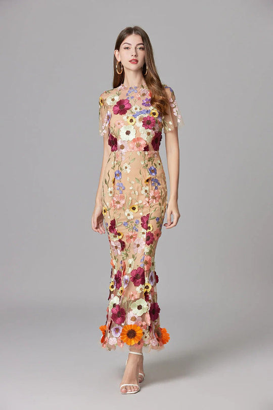 Aurora | Applique Sleeveless Floral Maxi Dress