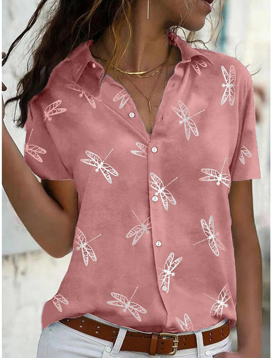 Ella | Button-Down Dragonfly Print Shirt