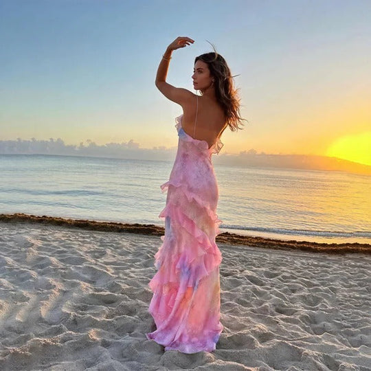 Natalie | V-Neck Spaghetti Strap Maxi Dress