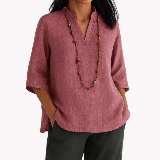 Women's V-Neck 3 4 Sleeve Casual Top
